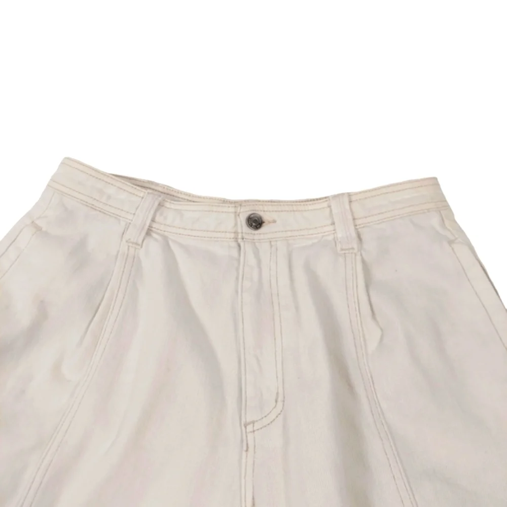 We The Free White High-Waisted Raw Hem Loose Fit Shorts